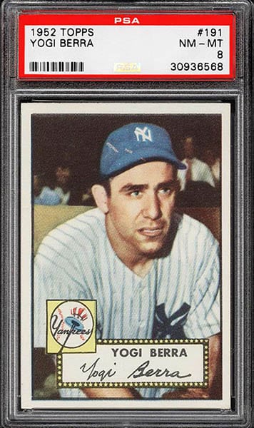 1952 Topps Yogi Berra baseball card #191 graded PSA 8