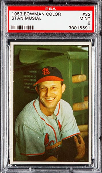 1953 BOWMAN STAN MUSIAL BASEBALL CARD #32 GRADED PSA 9