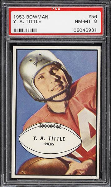 1953 BOWMAN Y.A. TITTLE FOOTBALL CARD GRADED PSA 8