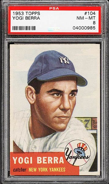 1953 Topps Yogi Berra Baseball Card #104 graded PSA 8