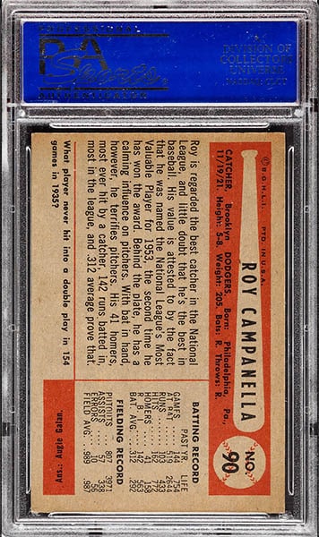 1954 BOWMAN ROY CAMPANELLA CARD #90 BACK