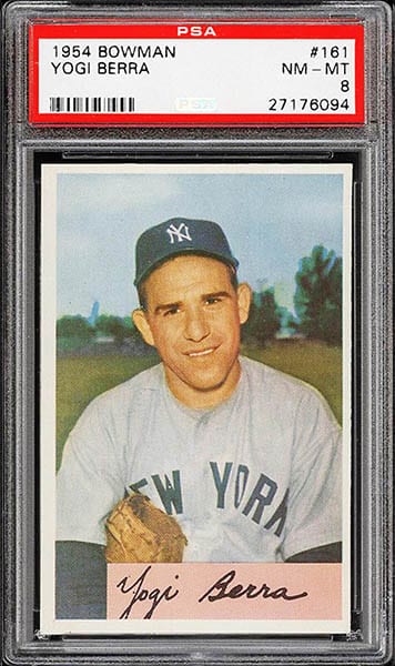 1954 Bowman Yogi Berra Baseball Card #161 graded PSA 8