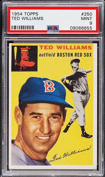 1954 TOPPS TED WILLIAMS BASEBALL CARD #250 GRADED PSA 9