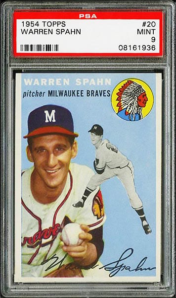 1954 Topps Warren Spahn baseball card #20 graded PSA 9