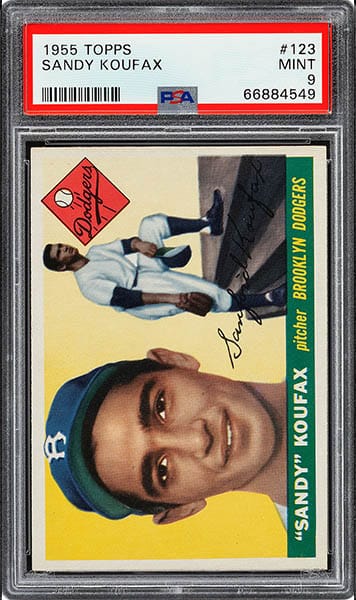 1955 Topps Sandy Koufax Rookie Baseball Card #123 graded PSA 9