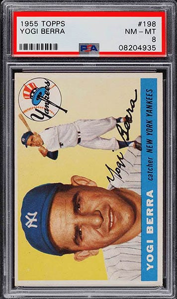 1955 Topps Yogi Berra Baseball Card #198 graded PSA 8