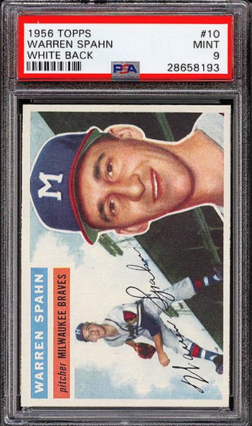 1956 Topps Warren Spahn baseball card #10 graded PSA 9