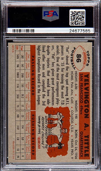 1956 TOPPS Y.A. TITTLE #86