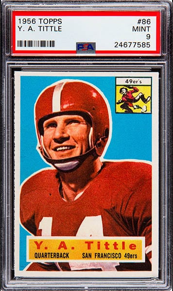 1956 TOPPS Y.A. TITTLE FOOTBALL CARD GRADED PSA 9