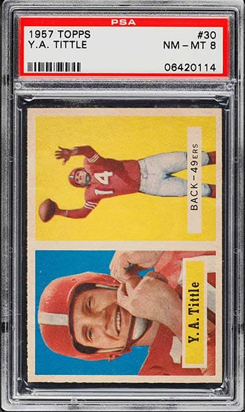 1957 TOPPS Y.A. TITTLE FOOTBALL CARD GRADED PSA 8