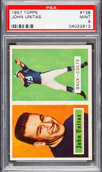 1957 Topps Johnny Unitas rookie card graded PSA 9