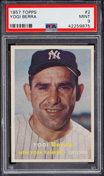 1957 Topps Yogi Berra Baseball Card #2 graded PSA 9