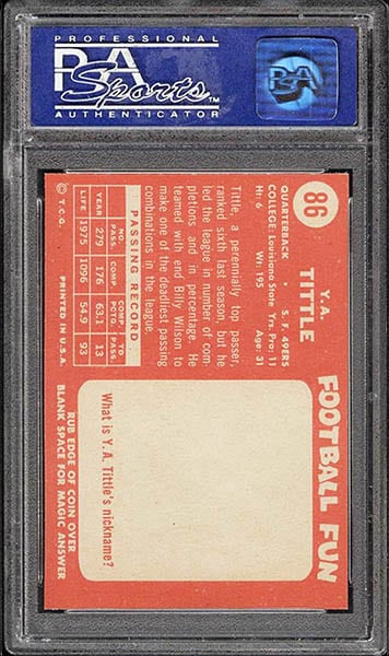 1958 TOPPS Y.A. TITTLE # 86