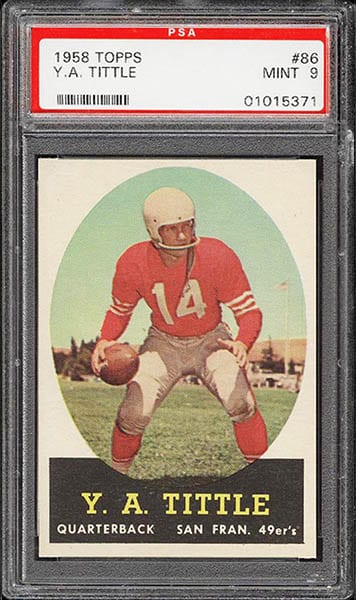 1958 TOPPS Y.A. TITTLE FOOTBALL CARD GRADED PSA 9