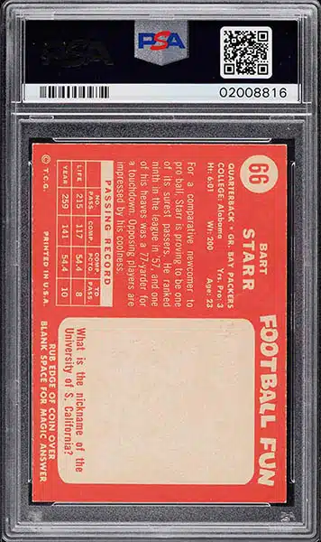 1958 Topps Football Bart Starr 66 Vintage NFL Football 