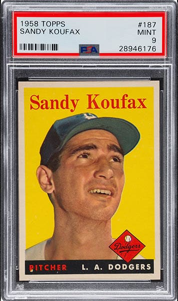 1958 Topps Sandy Koufax baseball card #187 graded PSA 9