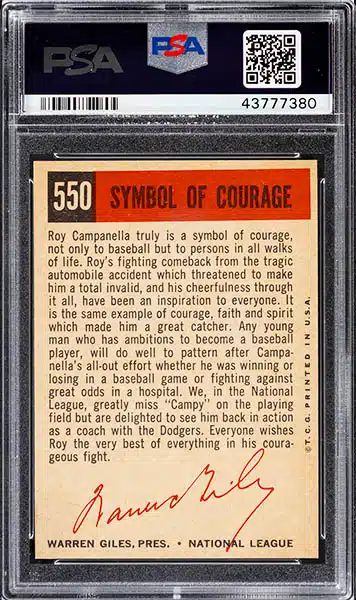 1961 Topps Roy Campanella (MVP)