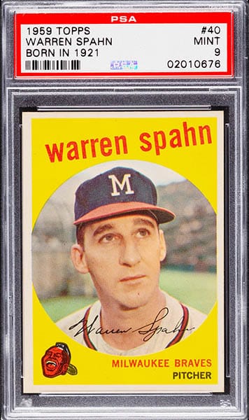 1959 Topps Warren Spahn baseball card #40 graded PSA 9