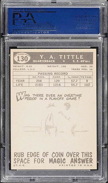 1959 TOPPS Y.A. TITTLE card #130