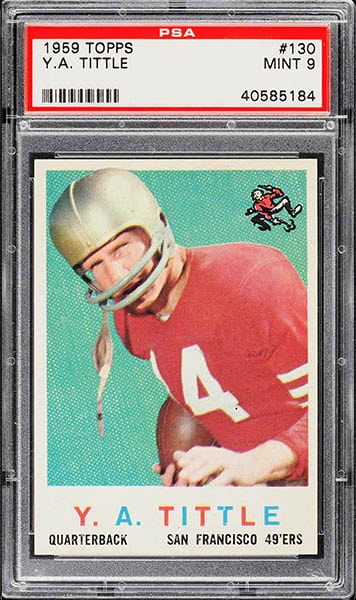 1959 TOPPS Y.A. TITTLE FOOTBALL CARD GRADED PSA 9