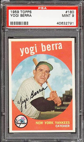 1959 Topps Yogi Berra baseball card #180 graded PSA 9