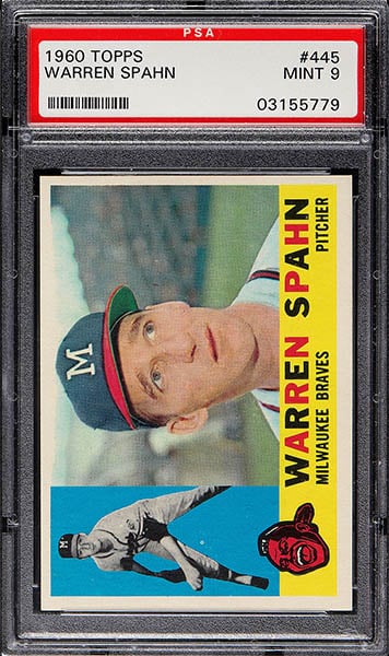 1960 Topps Warren Spahn baseball card #445 graded PSA 9