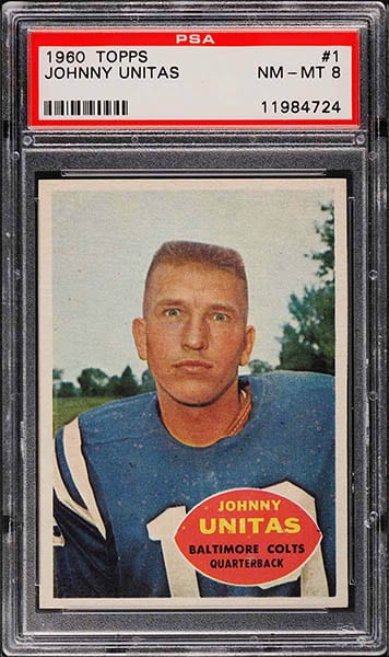 1960 Topps Johnny Unitas football card graded PSA 8