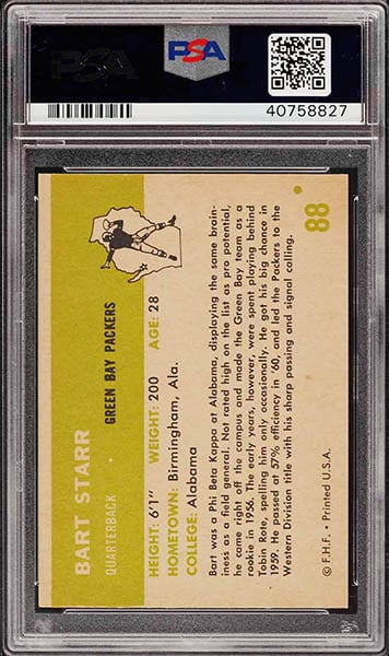 1961 Fleer Bart Starr card #88