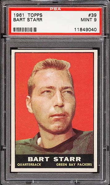 1961 Topps Bart Starr football card graded PSA 9