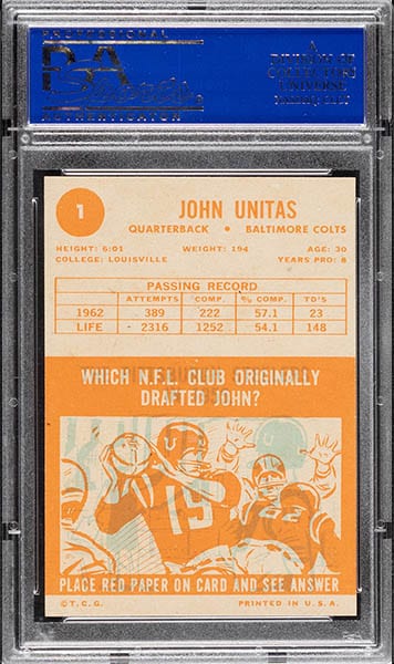 1963 Topps Johnny Unitas #1