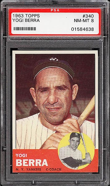 1963 Topps Yogi Berra baseball card #340 graded PSA 8