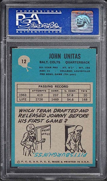 1964 Philadelphia Johnny Unitas #12