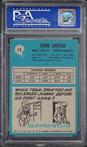 1958 Topps Johnny Unitas #22 PSA NM-MT 8 (OC). Football Cards, Lot  #41106