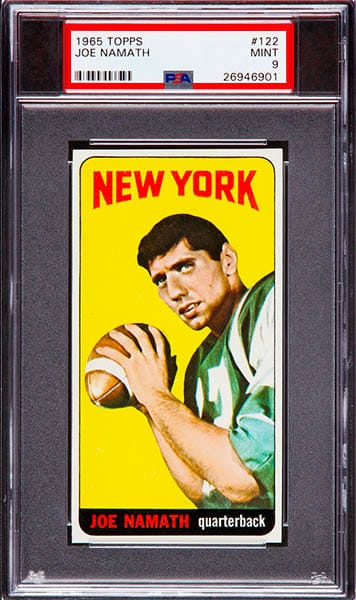 1965 Topps Joe Namath rookie card graded PSA 9