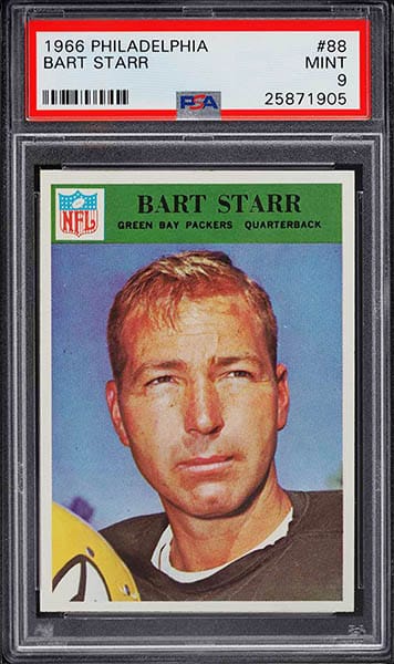 1966 Philadelphia Bart Starr football card graded PSA 9