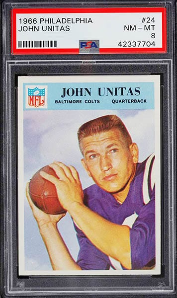 1966 Philadelphia Johnny Unitas football card graded PSA 8