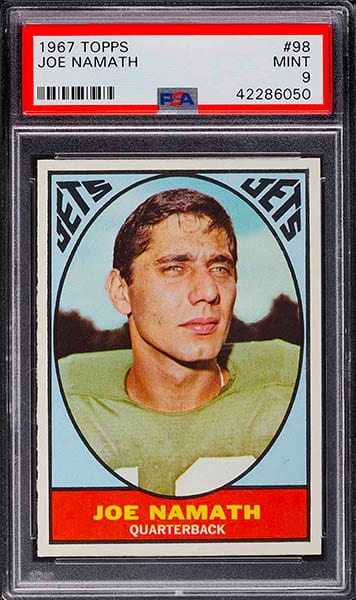 1967 Topps Joe Namath football card graded PSA 9