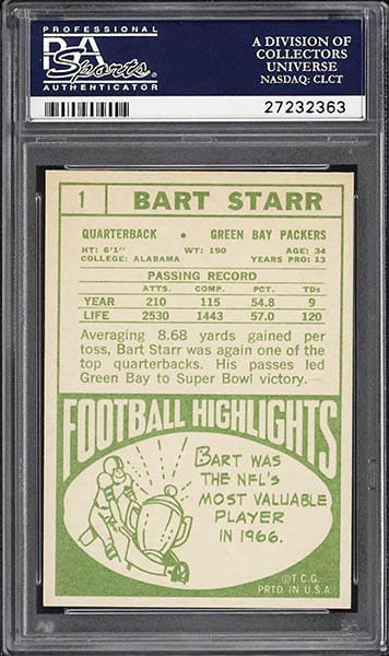 1968 Topps Bart Starr card #1
