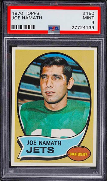 1970 Topps Joe Namath football card graded PSA 9