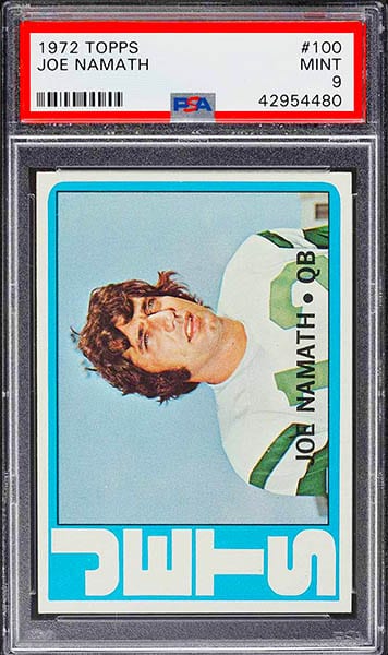 1972 Topps Joe Namath football card graded PSA 9