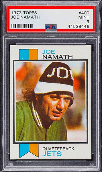 1973 Topps Joe Namath football card graded PSA 9