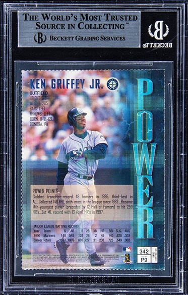 1997 Finest Ken Griffey Jr. Embossed Gold Refractor #342 graded BGS Beckett 9 back