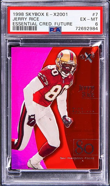 1998 Skybox E-X2001 Jerry Rice Essential Credentials Future parallel football card #7 graded PSA 6