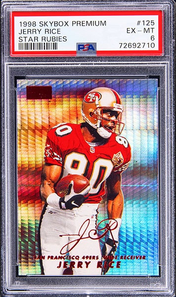 1998 Skybox Premium Jerry Rice Star Rubies parallel football card #125 graded PSA 6