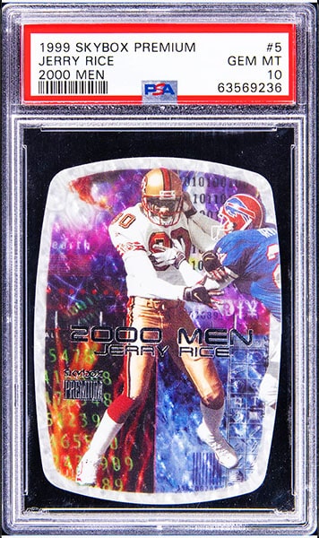 1999 Skybox Premium Jerry Rice 2000 Men football card insert #5 graded PSA 10