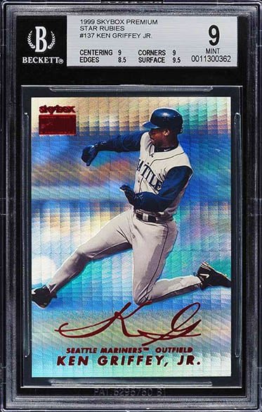 1999 Skybox Premium Ken Griffey Jr. Star Rubies #137 graded BGS 9