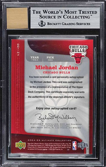 2004 ULTIMATE COLLECTION DRAFT DAY INK 2/3 MICHAEL JORDAN AUTOGRAPH #MJ GRADED BGS 8.5 back