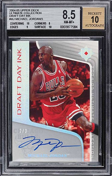 2004 ULTIMATE COLLECTION DRAFT DAY INK 2/3 MICHAEL JORDAN AUTOGRAPH #MJ GRADED BGS 8.5