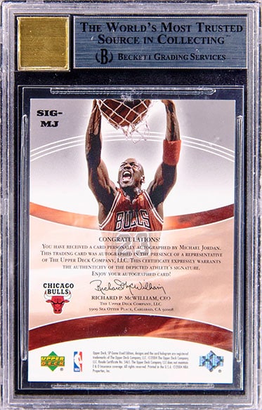 2004 UPPER DECK SP GAME USED EDITION SIGNIFICANCE AUTO 88/100 MICHAEL JORDAN #MJ AUTOGRAPH GRADED BGS 8.5 back