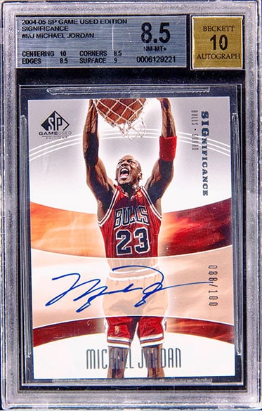 2004 UPPER DECK SP GAME USED EDITION SIGNIFICANCE AUTO 88/100 MICHAEL JORDAN #MJ AUTOGRAPH GRADED BGS 8.5